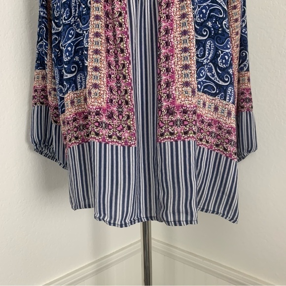 Grand & Greene Peasant Top Boho Mixed Print Size 1X - Picture 4 of 16
